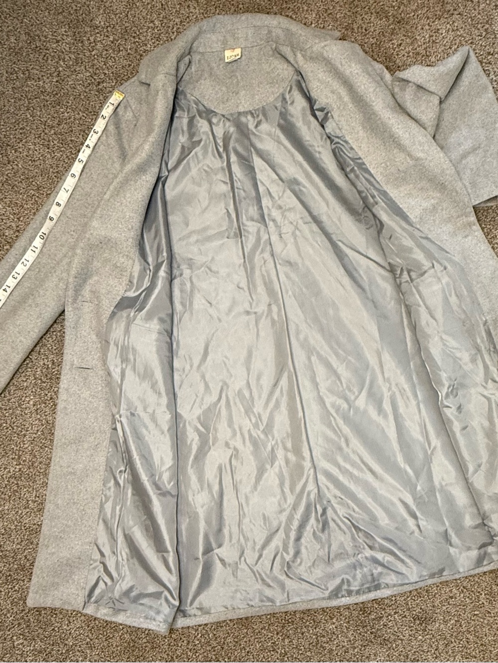 Light Gray Single-Breasted Long Trench Coat - Picture 8 of 8